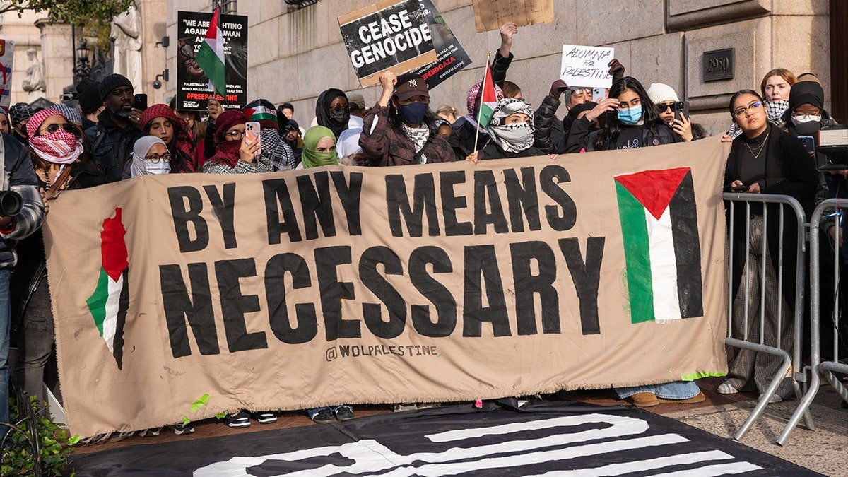 Students protesting on Columbia University campus