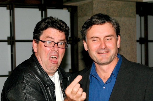 Hamming it up in 2007 with long-time ABC radio Sydney colleague Richard Glover. 