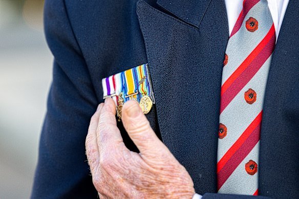 Tim Reniuf at the Anzac Day dawn service.