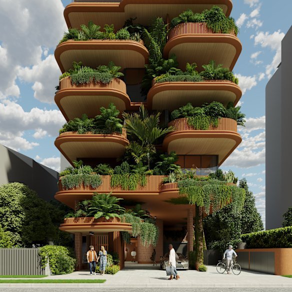 An artist impression of planned tower at 39 Lambert Street in Kangaroo Point, Brisbane. 