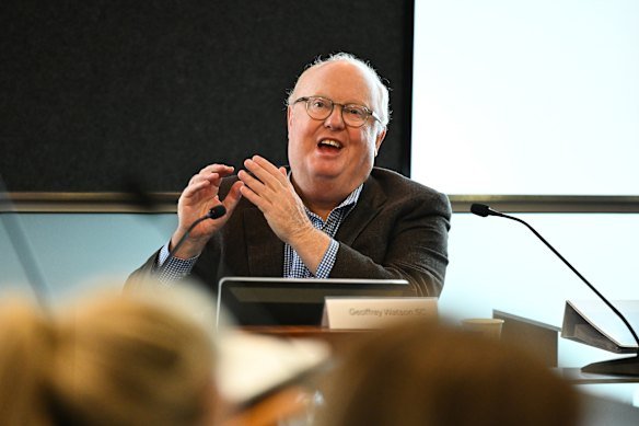 Geoffrey Watson SC was cross-examined on Thursday in the Brisbane CBD courtroom. 