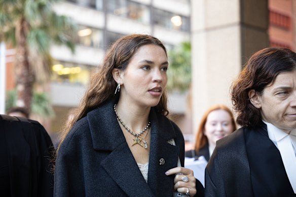 Charlotte MacInnes arrives at the Federal Court in Sydney on Wednesday.