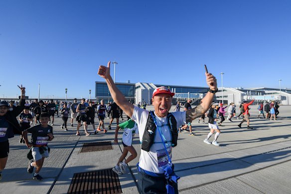 Thousands of runners and walkers took part in the once-in-a-lifetime event at Western Sydney Airport.