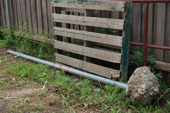 A neighbour said Graham salvaged this downed sign post from the street.