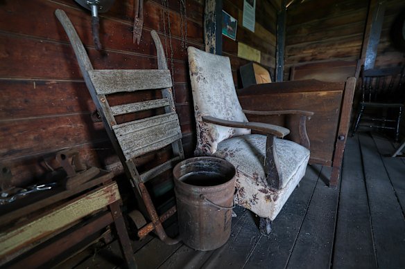 Some of the artefacts inside a spud hut. 