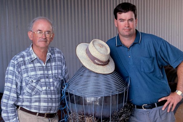 “One of the great things about Dad is his openness to some of my crazy ideas,” says Tim, pictured with his dad in about 2001.