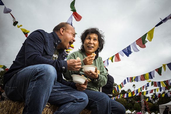 Good day: Raju Shakya, left and his partner Deepa Rai are among founders and organisers of Momo Fest.