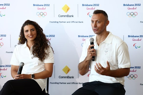 Gold medal winners Jess Fox and Ian Thorpe. 