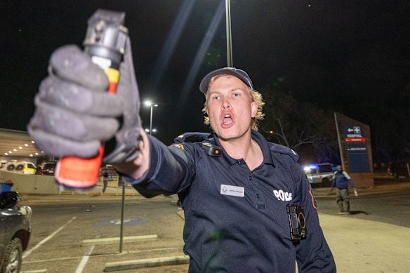 Tear gas was fired into the angry crowd of protesters.