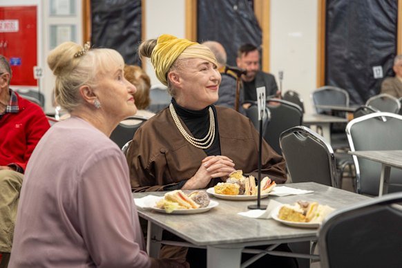Singer and composer Lisa Gerrard watches the opera.
