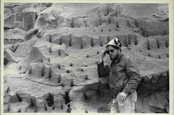 Dr Thomas Rich at the Dinosaur Cove digsite in Victoria, which operated from the late 1980s to the early ’90s.
