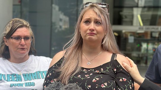 Julie Ryan outside the Supreme Court in Brisbane after a teenager was sentenced over the killing of Vyleen White.