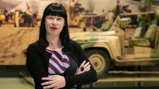 Bliss Jensen in the Australian War Memorial’s Peacekeeping Gallery.