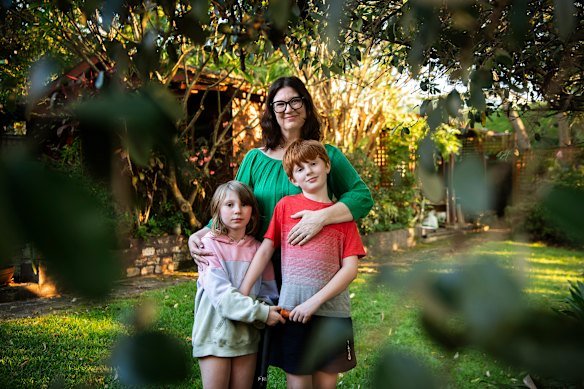 Kate Nielsen, who thinks the survey is a good idea, with her two children  Maddie and Teddy.