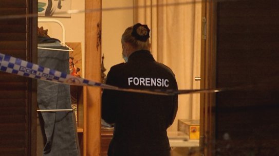 Police entered the home to find a woman being strangled by a man.