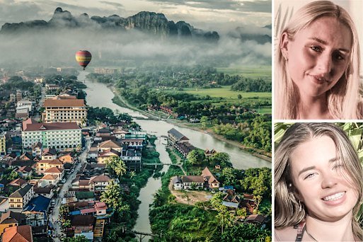 Bianca Jones (top) and Holly Morton-Bowles died from alcohol poisoning in Vang Vieng, Laos, in 2024. The investigation into their deaths has stalled as the town tries to rebuild its tourism business.