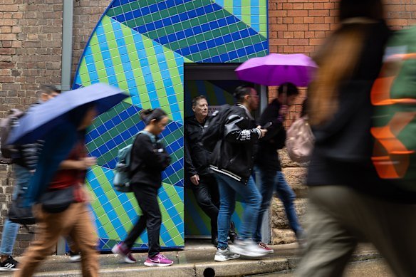 Callum Morton’s work “Through the Out Door” reimagines three rear doorways in city laneways on Market Row and Mullins Street, between Clarence and York streets. Through colour and pattern the artworks play with the experience of people walking in the city, probing their unconscious memory of places and spaces across and through its streets. 