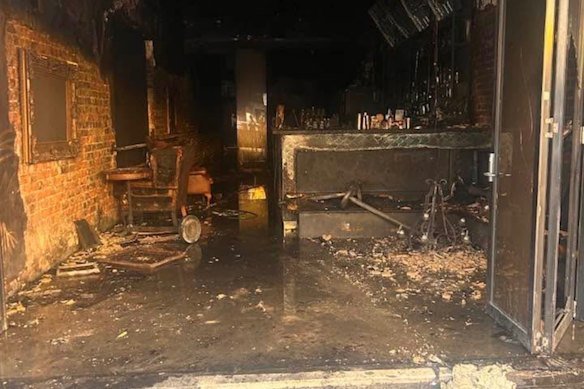 The interior of Bar Up, Chapel Street, South Yarra after a firebombing on Sunday morning. 
