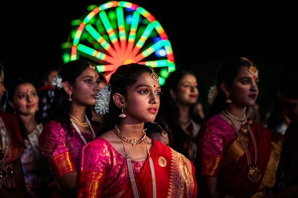 Dancers wait backstage to perform at a Diwali festival in Blacktown, in western Sydney. Australia’s Indian-born community has reached 971,020.