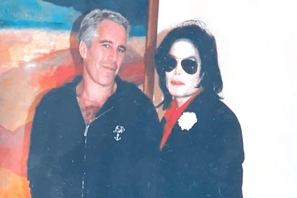 Hiding in plain sight. An undated photo of Jeffrey Epstein with Michael Jackson.