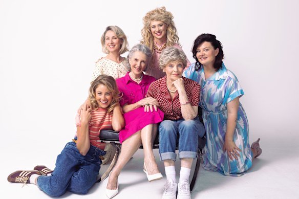 Steel Magnolias: Jessica Redmayne, Lisa McCune, Debra Lawrance, Mandy Bishop, Belinda Giblin and Lotte Beckett.