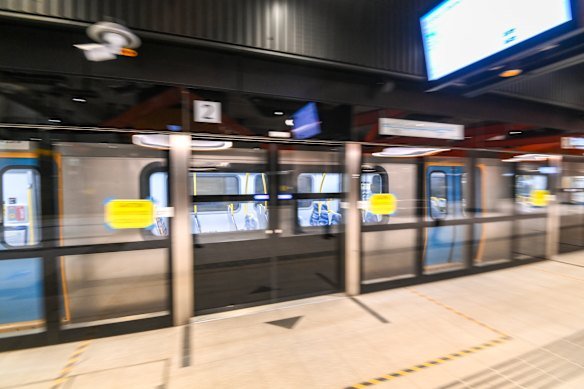 An HCMT at Arden Station, part of the Metro Tunnel. 