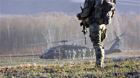 A special forces soldier on the ground in Afghanistan.