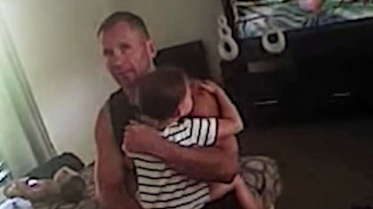 A screengrab from bodycam footage released by the Queensland Coroner’s Court dated December 29, 2019 showing Rowan Baxter speaking to police two months before he perpetrated a quadruple murder–suicide in Camp Hill, Brisbane, killing his estranged wife Hannah Clarke and their three children, Aaliyah, Laianah and Trey, before committing suicide at the scene.