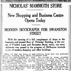 The Nicholas Building is announced in The Herald, Melbourne in March 12, 1926.