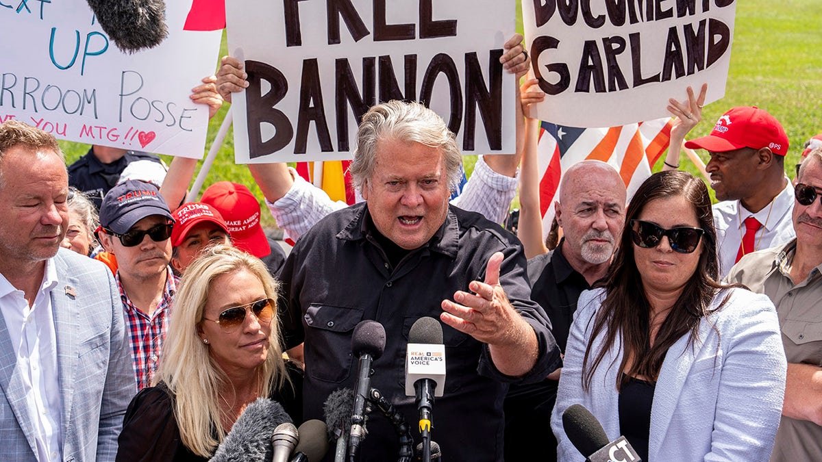 Bannon press conference with Greene