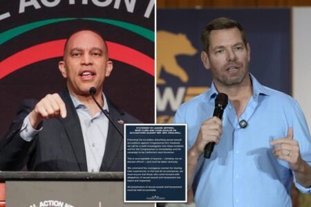 Hakeem Jeffries slammed for demanding Eric Swalwell drop out of Calif. gov race – but not resign from Congress