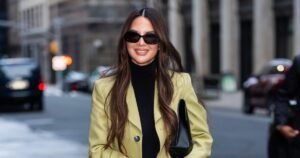 Olivia Munn Retires Neutrals for This Unexpected Blazer Color That Gives Outfits a Tailored Edge