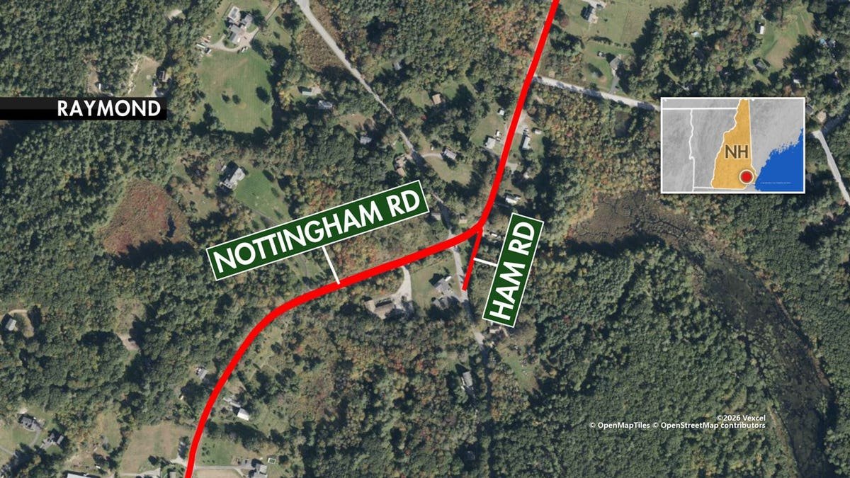 Map showing roads blocked off after alleged shooting