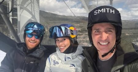 Prince Harry Poses for Ski Selfie With Olympian Eileen Gu and Justin Trudeau