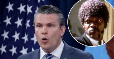 Pete Hegseth Reads Fake Bible Quote From ‘Pulp Fiction’ at Prayer Service, Pentagon Responds