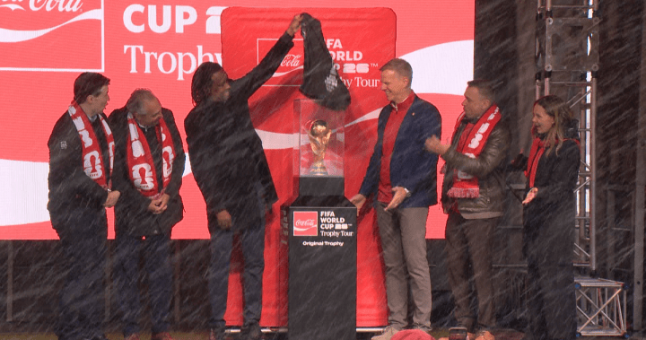 Soccer fans in Calgary endure snow, cold for chance to see FIFA World Cup trophy Soccer fans in Calgary endure snow, cold for chance to see FIFA World Cup trophy