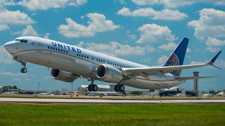 United Airlines plane taking off