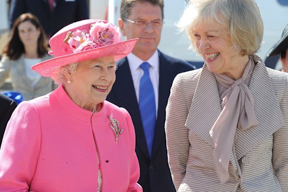 Queen Elizabeth II at Melbourne Airport during her October 2011 trip.