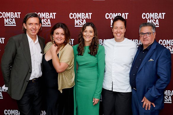 Andrew McConnell, Karen Martini, Tina Ezard, Jacqueline Challinor and Guy Grossi at the Combat MSA dinner last month.