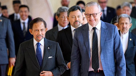 Sultan of Brunei Hassanal Bolkiah and Prime Minister Anthony Albanese.
