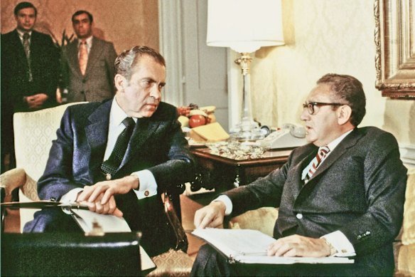 President Richard Nixon with his then-assistant for national security affairs Henry Kissinger in the White House in 1972.