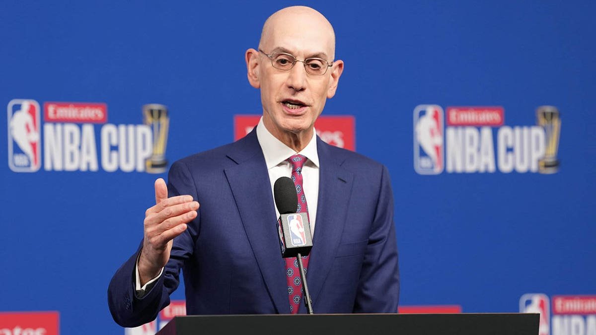 NBA commissioner Adam Silver speaking at a press conference in Las Vegas
