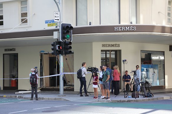 The Hermès store in Brisbane’s CBD was targeted by ram-raiders on Easter Monday morning.