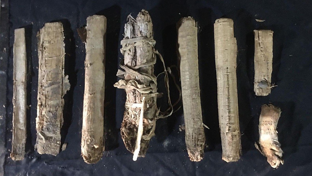 Bundle of ancient papyri in Egypt
