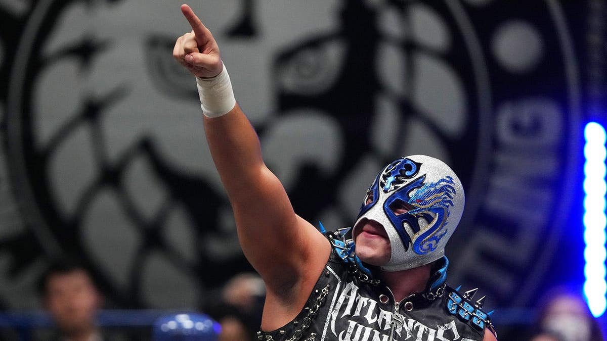Atlantis Jr. entering the wrestling ring at Yoyogi National Gymnasium in Tokyo
