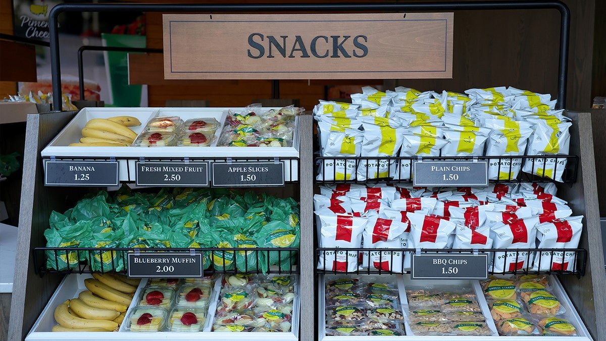 View of snacks displayed at Augusta National golf tournament concession stand