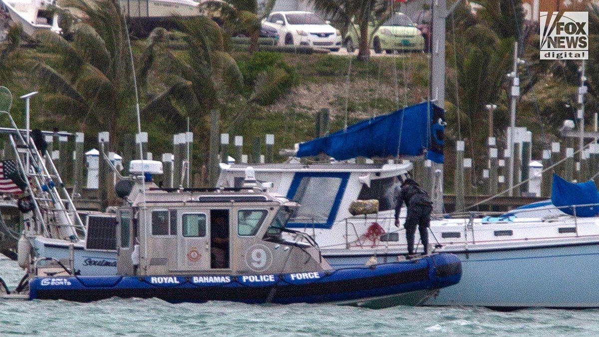 Brian Hooker's yacht is searched by Royal Bahamas Police Force in Marsh Harbour