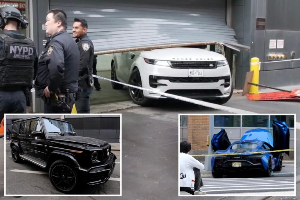 Bone-headed bandits try to steal McClaren, G wagon during NYC heist — only to be stopped by parking gate