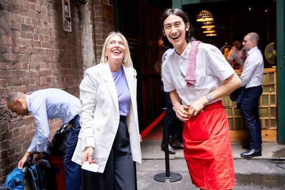 City of Sydney architect Bridget Smyth chats with Mitch Kruse at Cantina OK! 