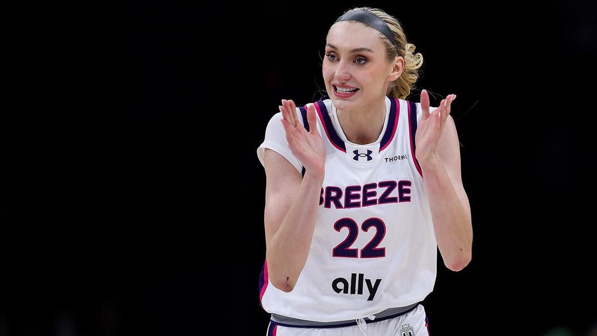 Cameron Brink of the Breeze reacting during a basketball game at Barclays Center